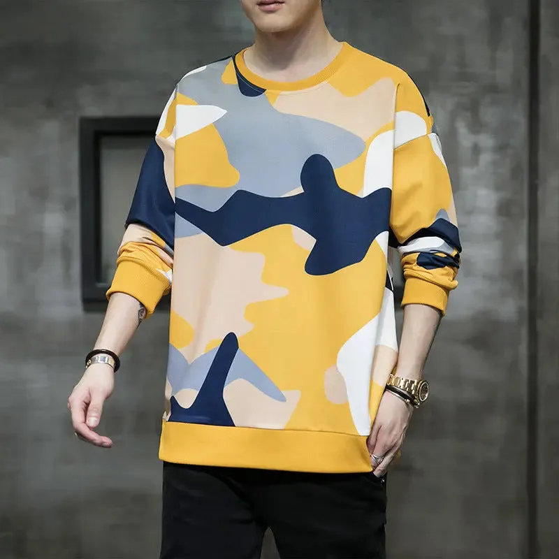 Fall Men's Clothing Camouflage Pullover Sweatshirt