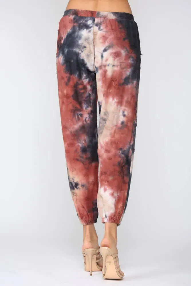 Fate Distressed Tie Dye Jogger Pants