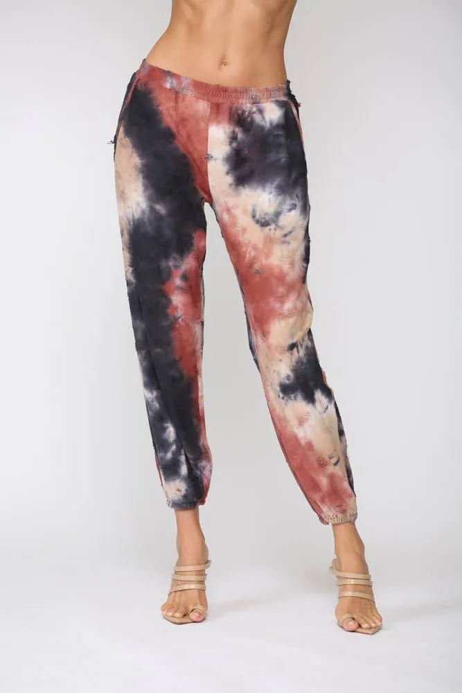 Fate Distressed Tie Dye Jogger Pants