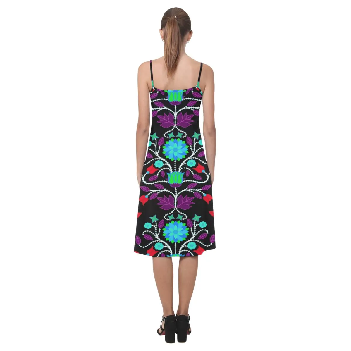 Floral Beadwork Four Clans Winter Alcestis Slip Dress