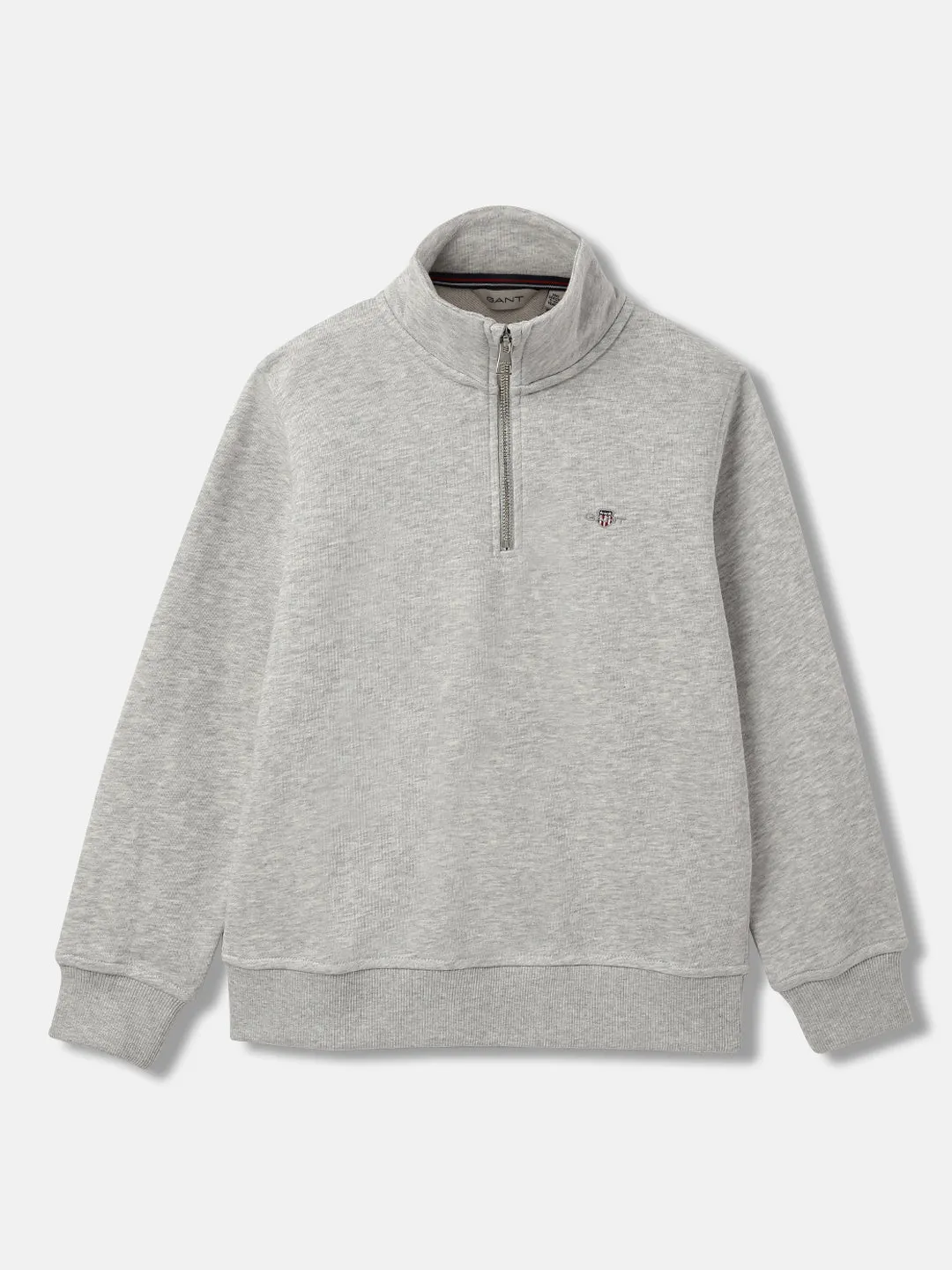 Gant Boys Grey Solid High Neck Full Sleeves Pullover Style Sweatshirt