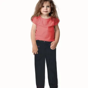 Girls Black Denim Jean Joggers | Embroidered Design | 24 Months