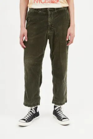 Green Corduroy Belted Pant