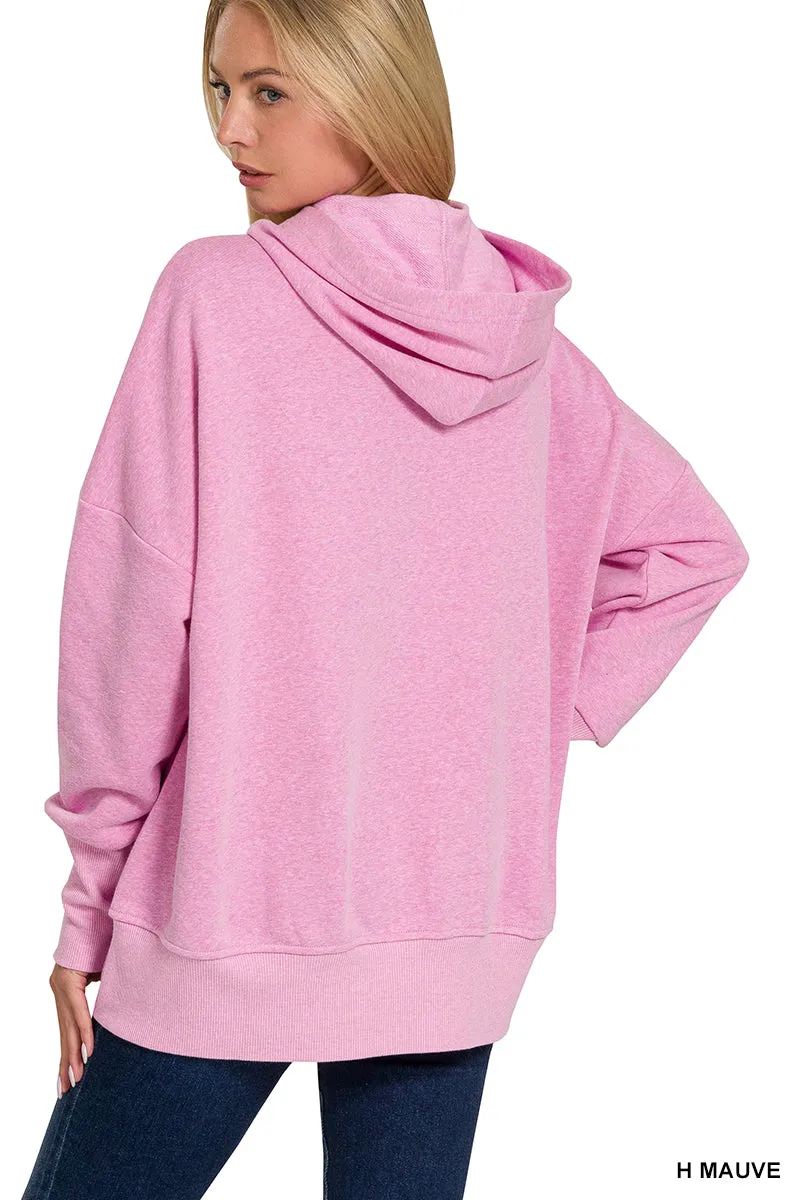 Half Button Hooded Pullover with Kangaroo Pocket (11 Options)