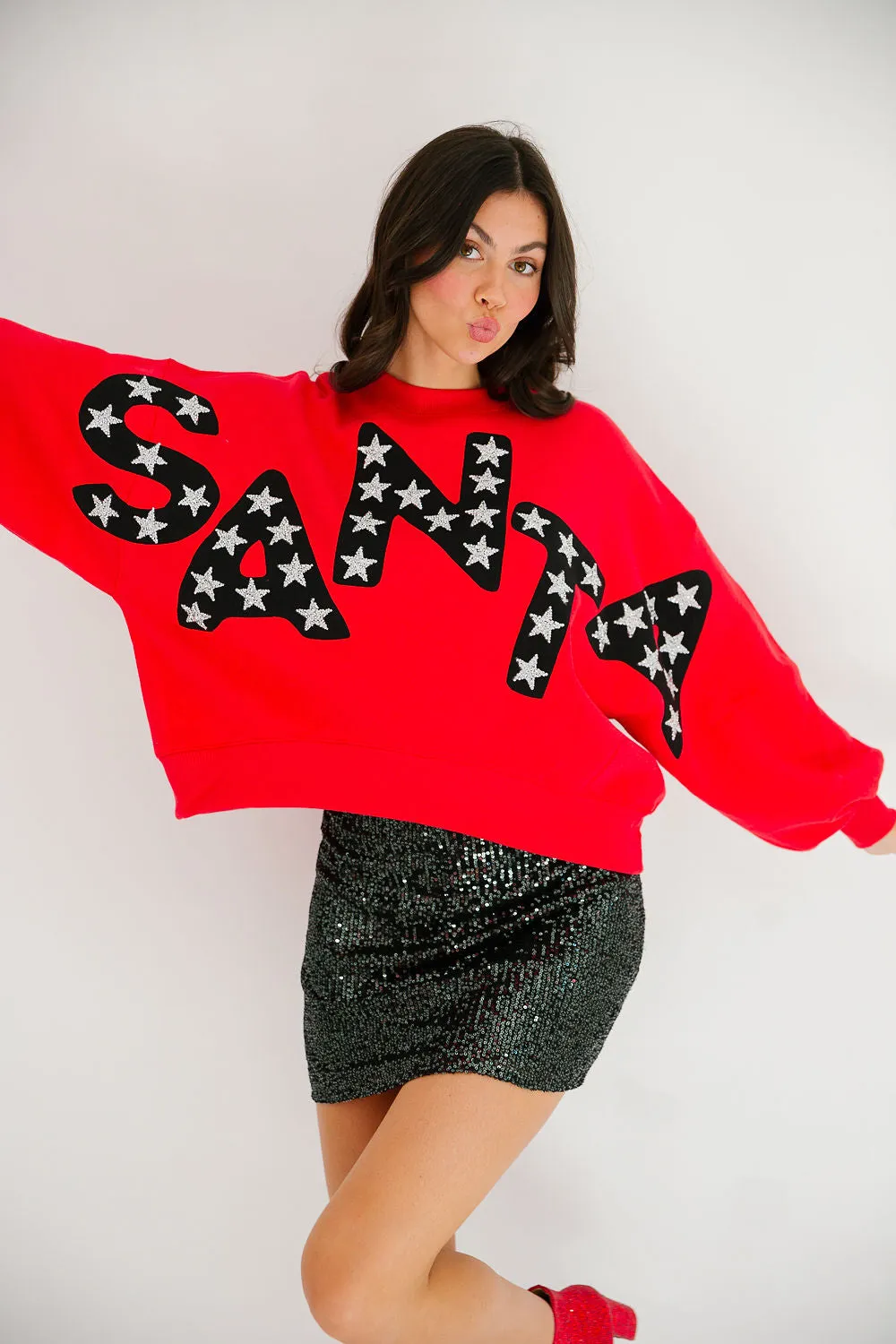 HERE COMES SANTA RED PULLOVER