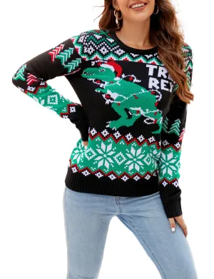 iB-iP Women's Christmas Top Casual Cozy Long Sleeve Pullover Sweater