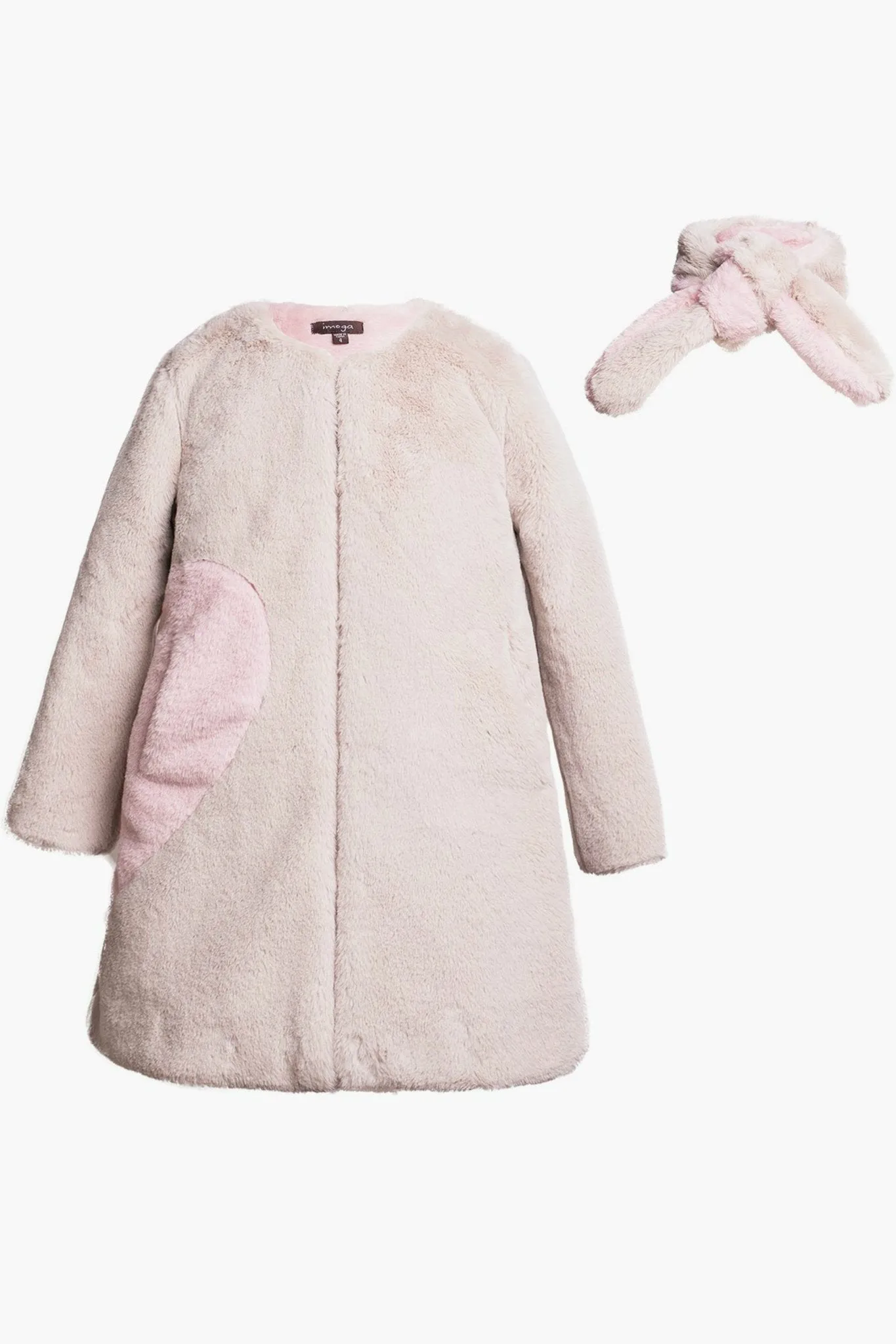 Imoga Collection Frida Pink Heart Long Faux Fur Coat