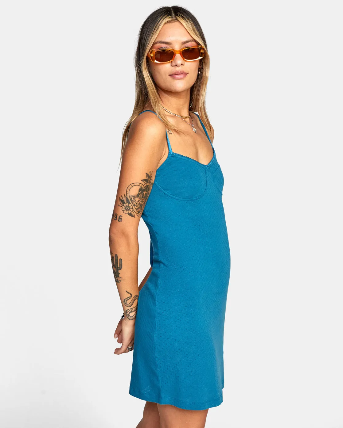 Just Friends Pointelle Midi Dress - Snorkel Blue