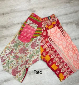 Kantha Sunrise Crop Pants "Red" by Jaded Gypsy