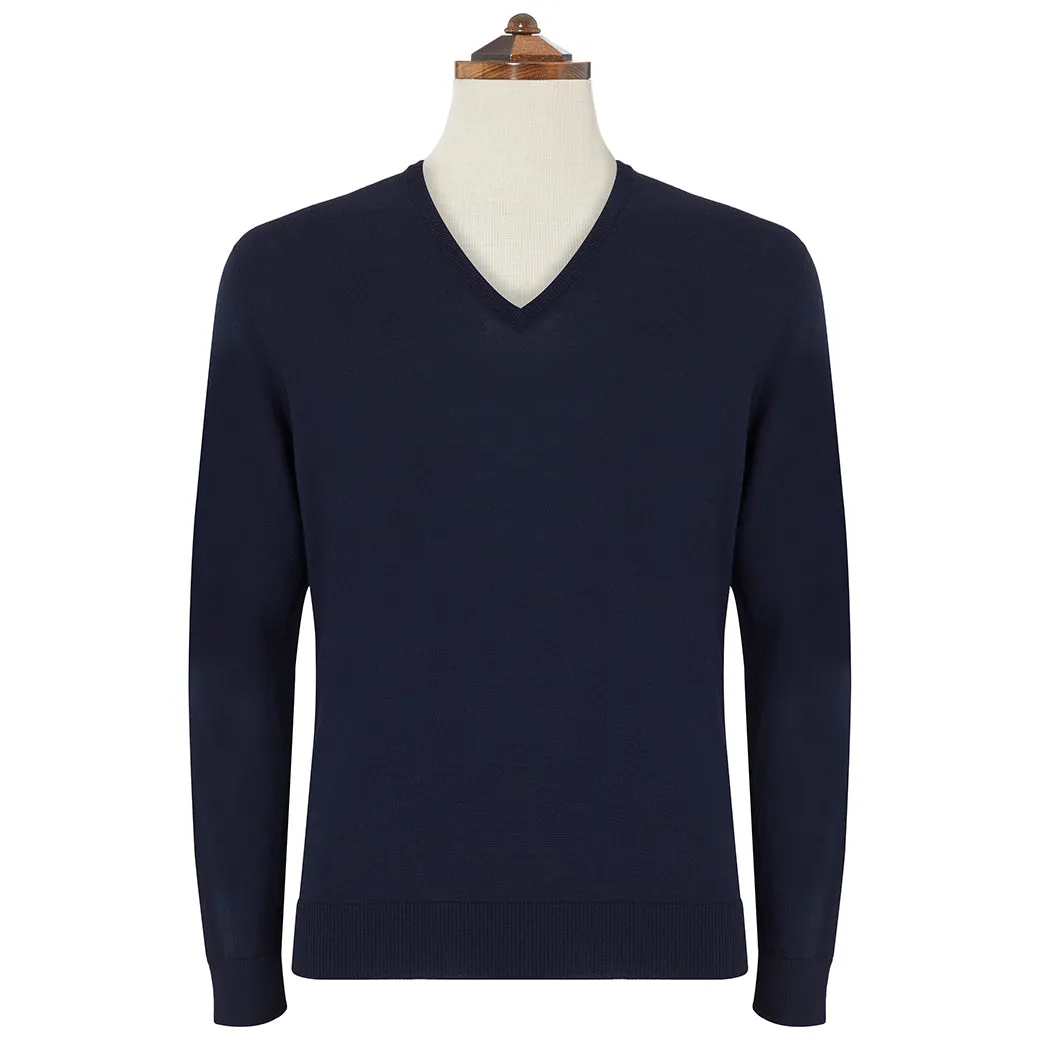 Kendrick Navy V Neck Long Sleeve Pullover