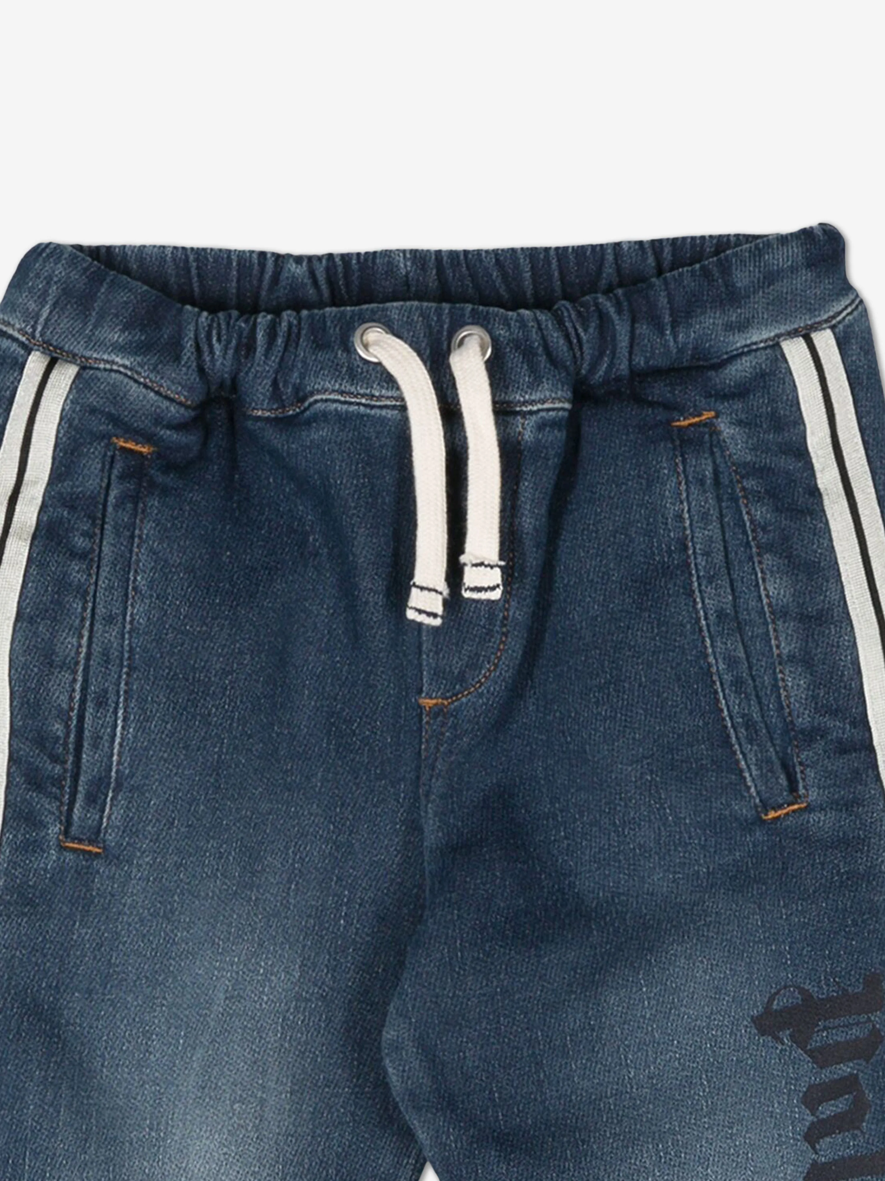 Kids Track Denim Fleece Joggers in Blue