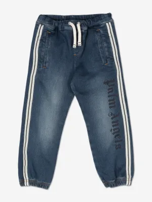 Kids Track Denim Fleece Joggers in Blue