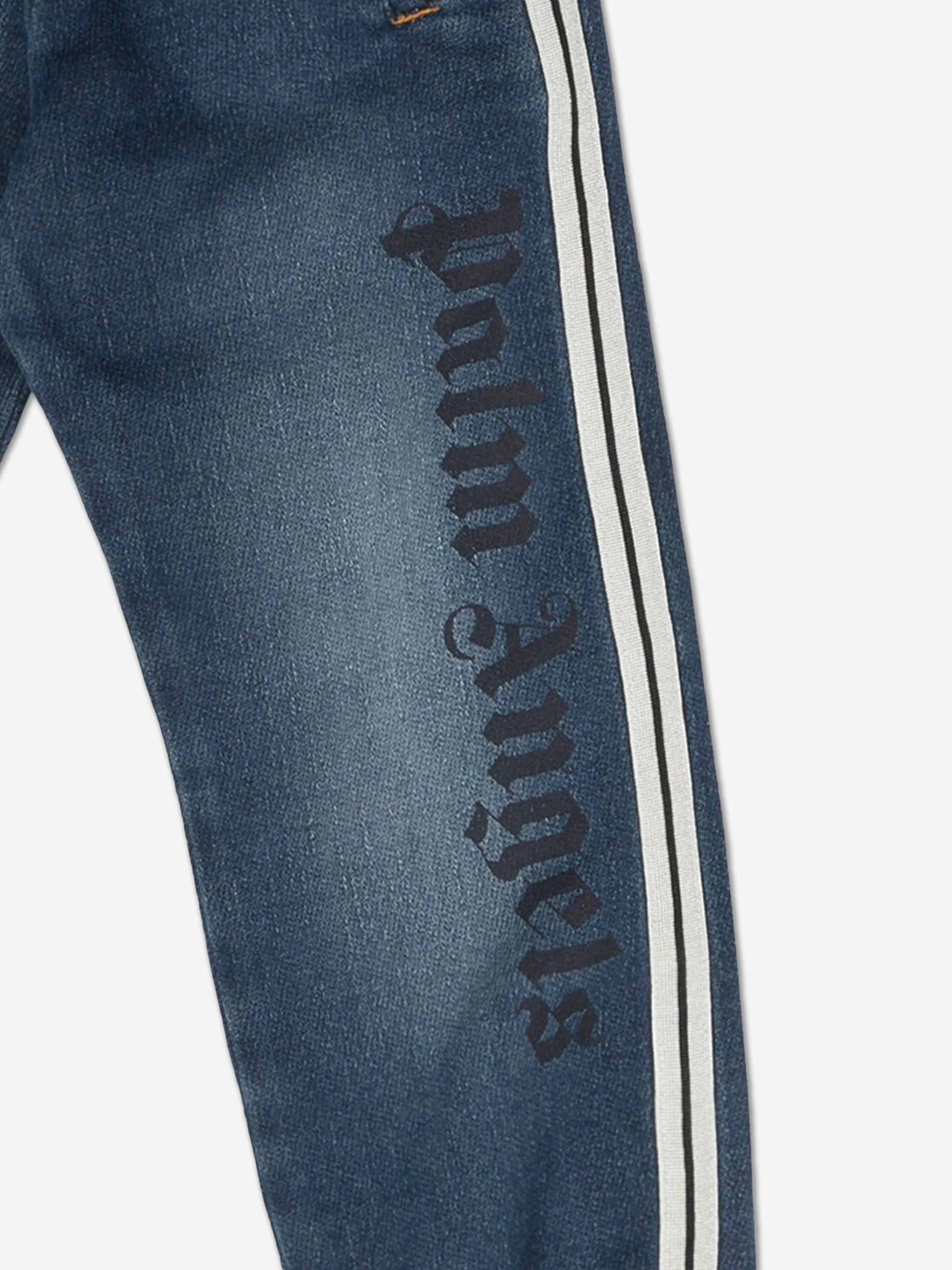 Kids Track Denim Fleece Joggers in Blue