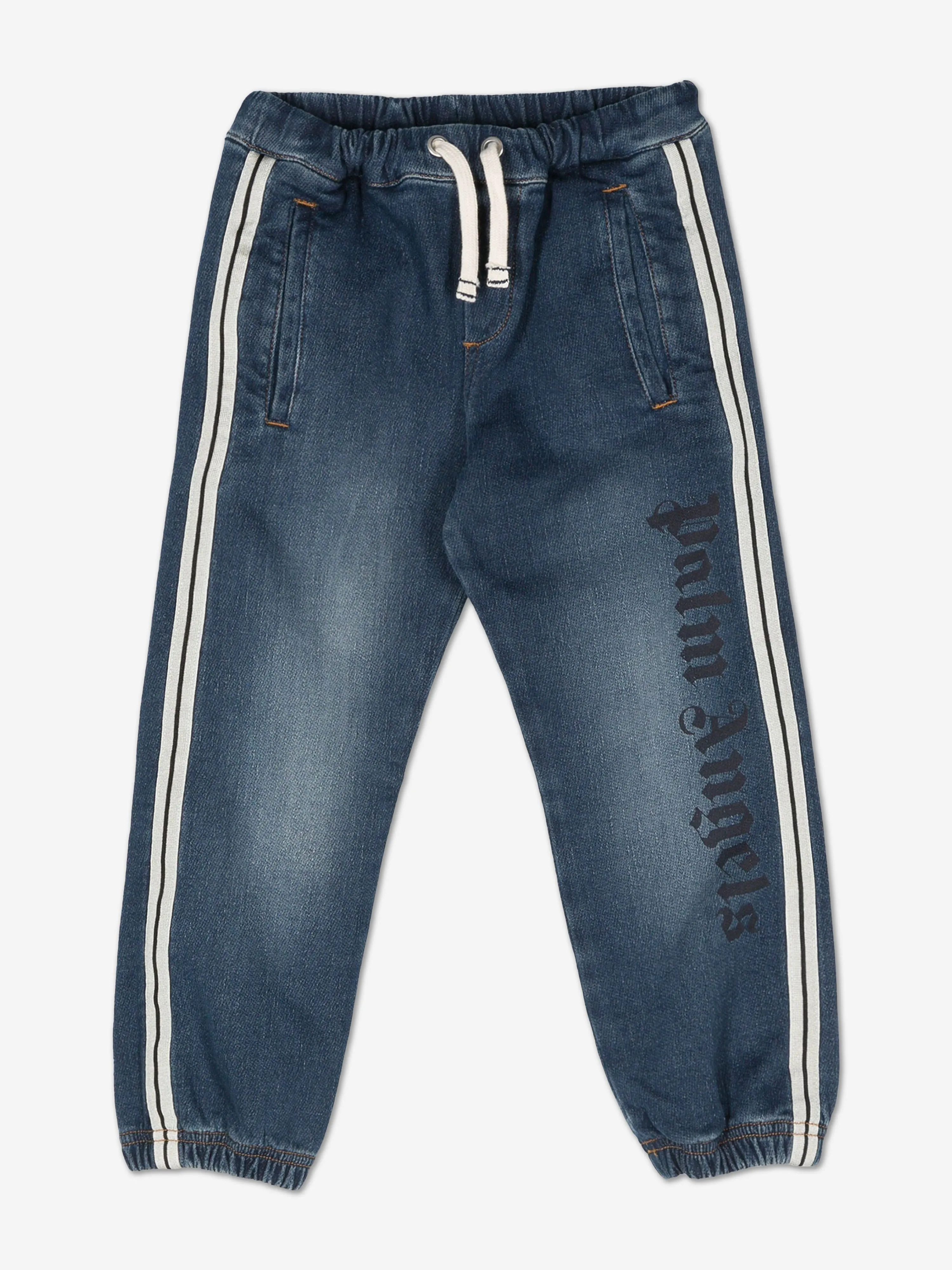 Kids Track Denim Fleece Joggers in Blue