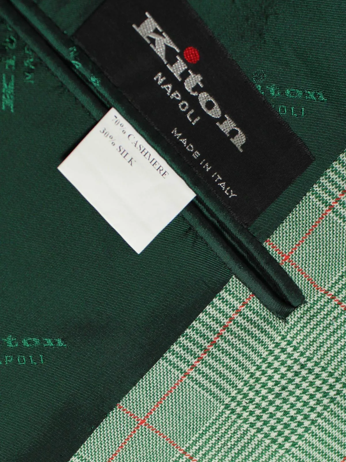 Kiton Sport Coat Green Houndstooth Cashmere Silk 2 Button EUR 48/ US 38 R SALE