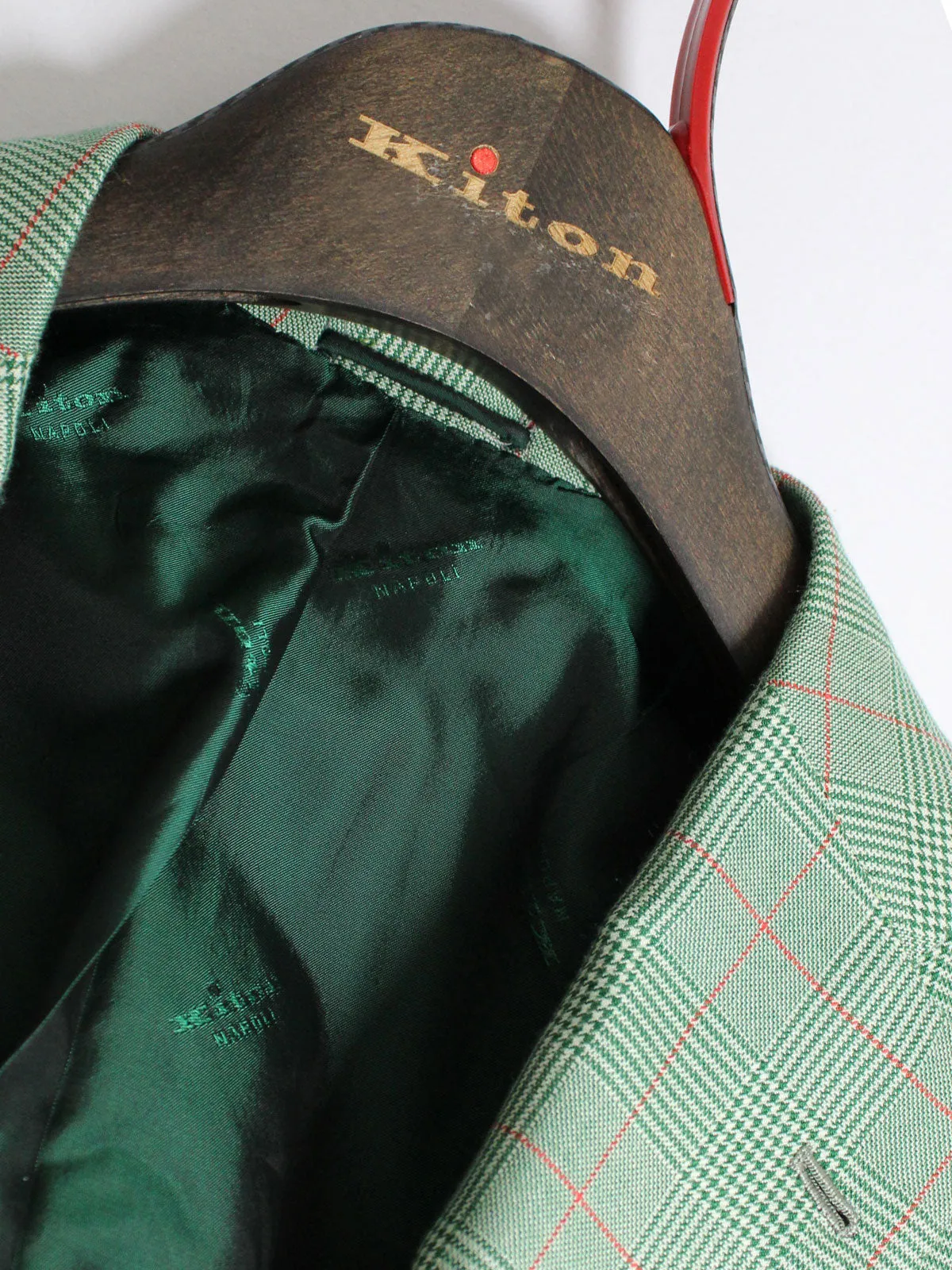 Kiton Sport Coat Green Houndstooth Cashmere Silk 2 Button EUR 48/ US 38 R SALE