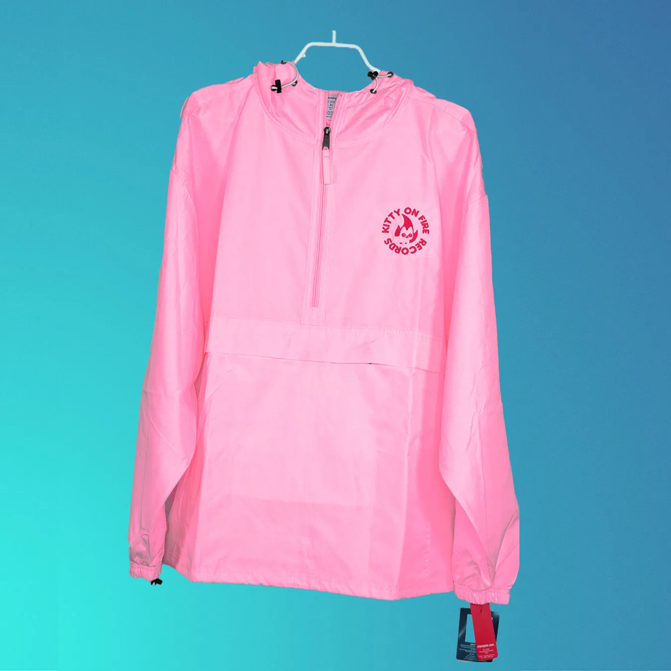 KOF Logo Pink/Flamingo Embroidered Champion Packable Windbreaker