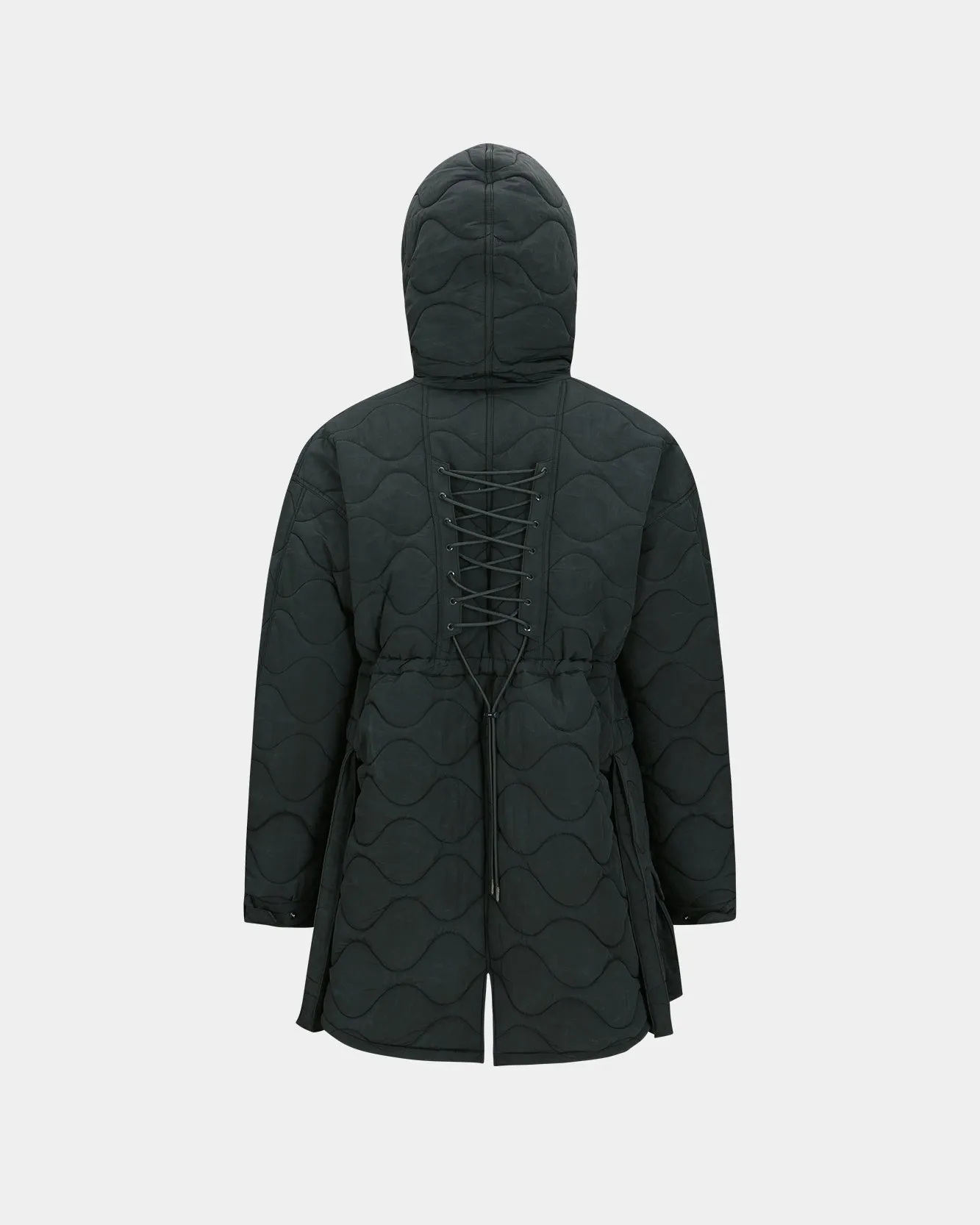 LACE-UP FISHTAIL PARKA awa638m(ASPHALT)