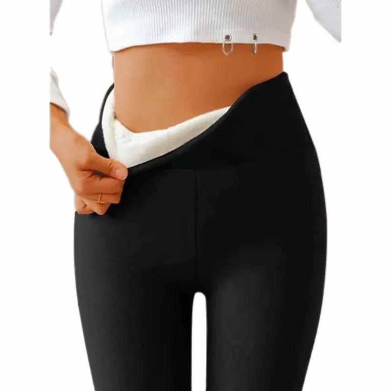 Ladies High Waist Casual Yoga Micro-elastic Ankle-Length Fleece Tights