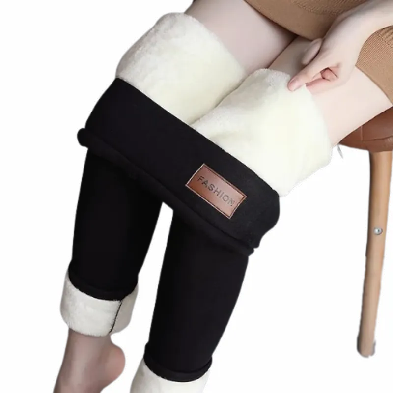 Ladies High Waist Casual Yoga Micro-elastic Ankle-Length Fleece Tights