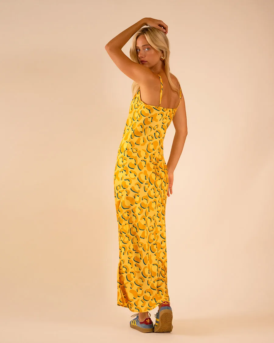 Lennon Zipslip™️ Dress Canary Shaded Leopard