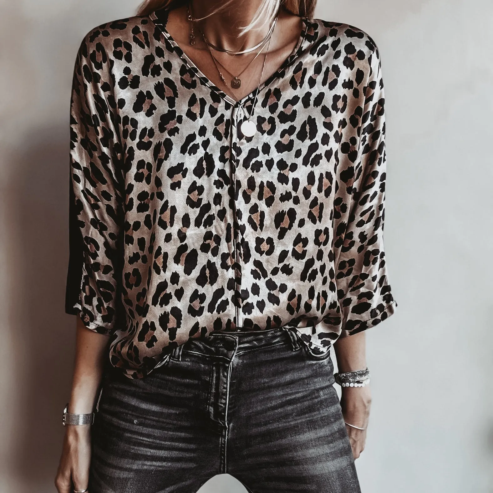 Leona Leopard satin blouse *NEW*