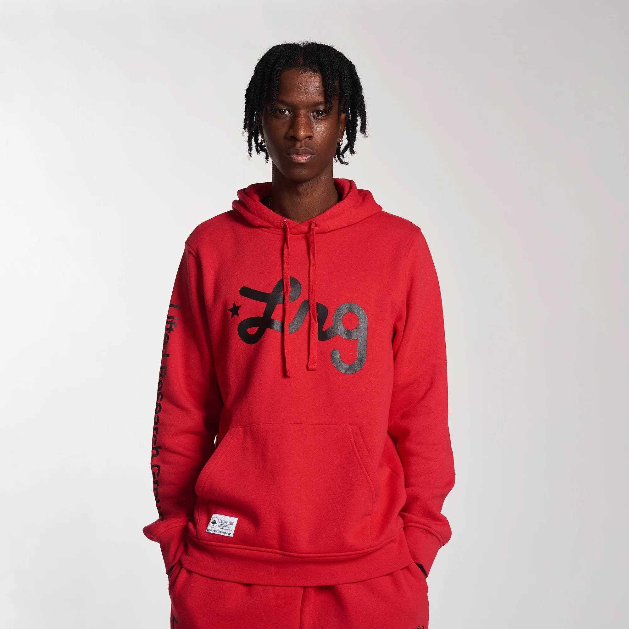 LIFTED SCRIPT PULLOVER HOODIE - RED