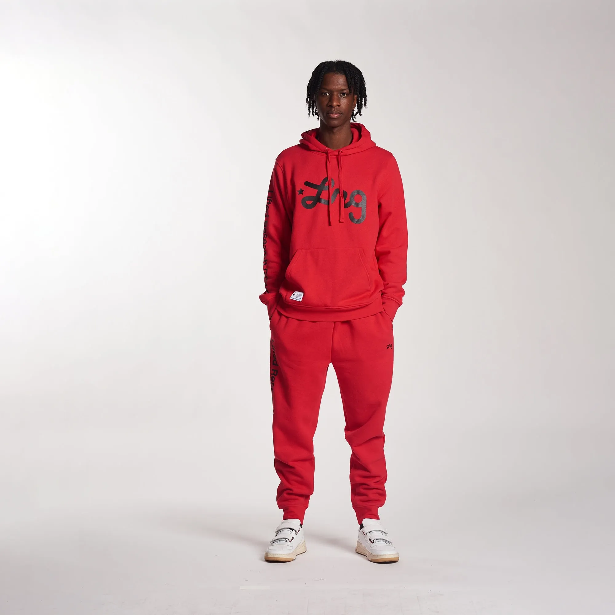 LIFTED SCRIPT PULLOVER HOODIE - RED