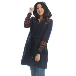 Long coat with removable hoodie/ navy -5901