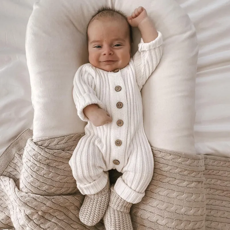 Long Sleeve Knitted Cotton Romper