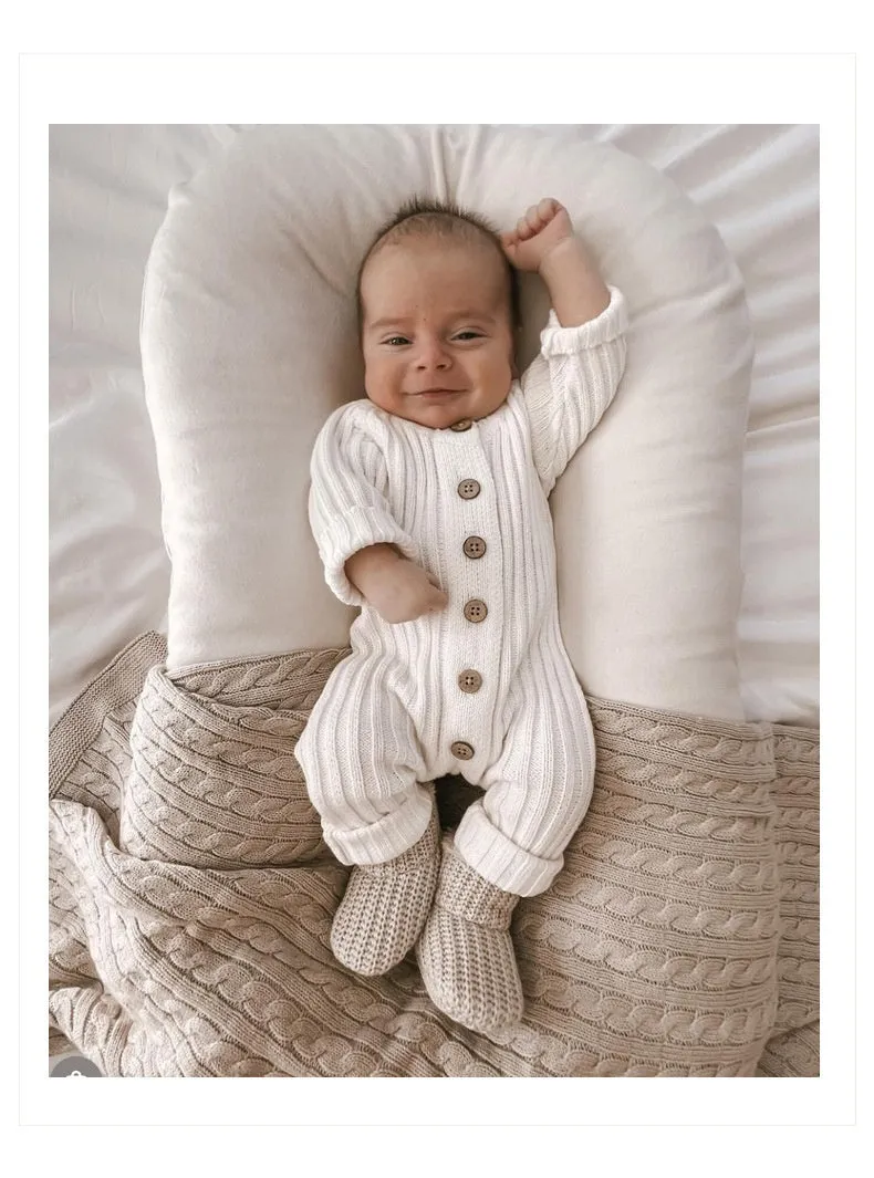 Long Sleeve Knitted Cotton Romper