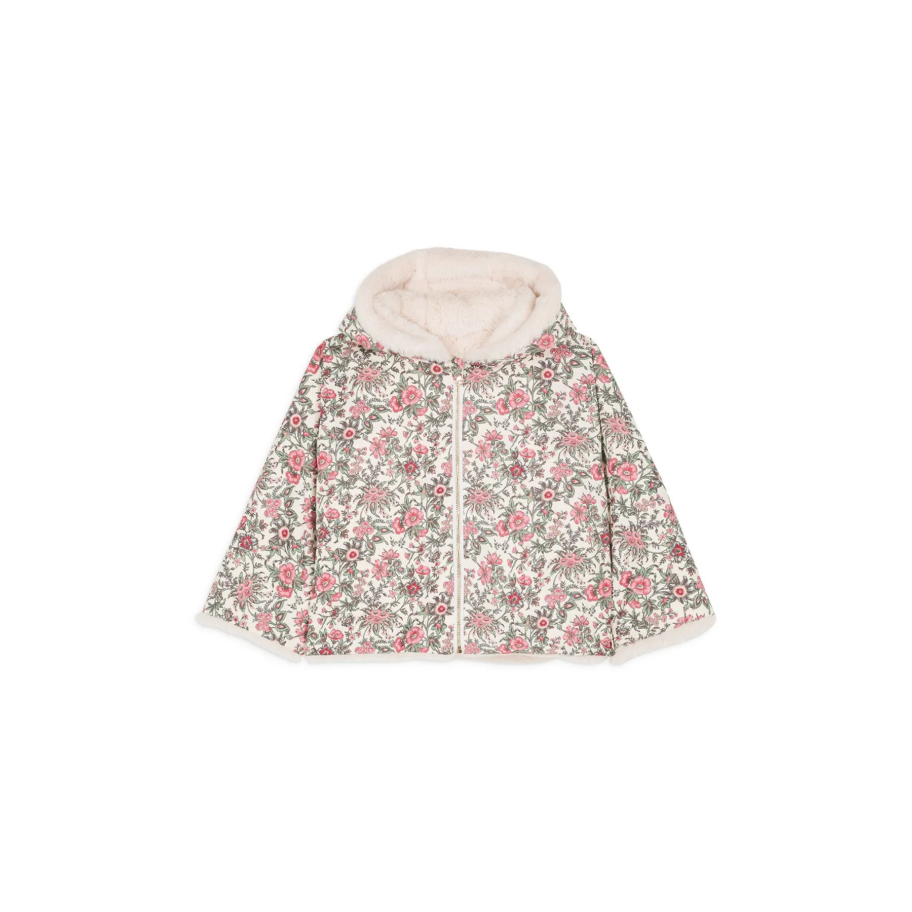 Louise Misha Reversible Coat Felvet - Printed Waterepelent Fabric - Ivory Ench Fields