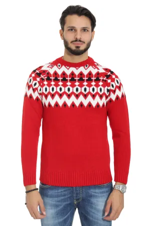 Maglione Uomo Pullover Girocollo Fantasia Rombi Art. Mg65