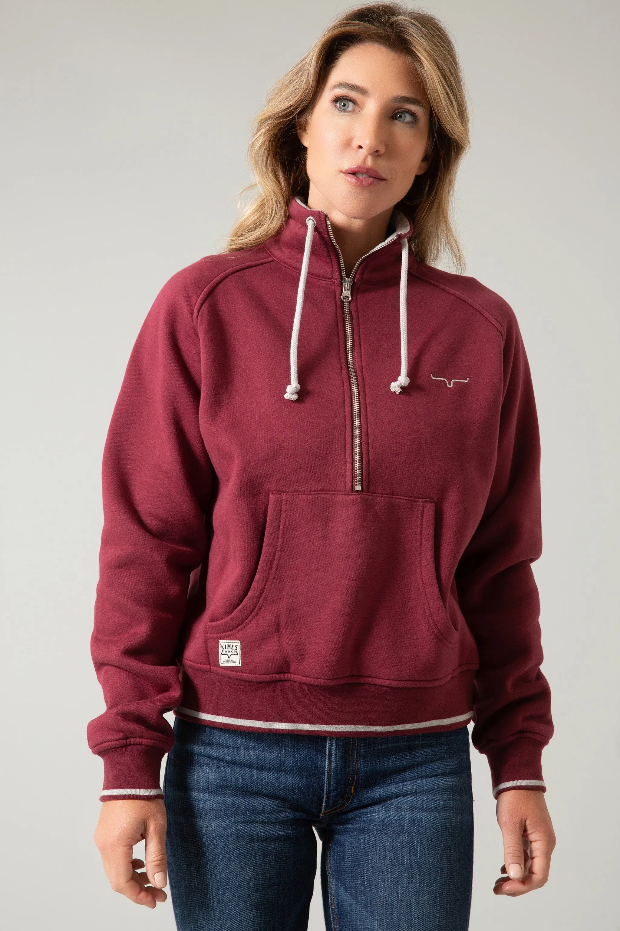 Malta Cropped Quarter Zip Sweatshirt