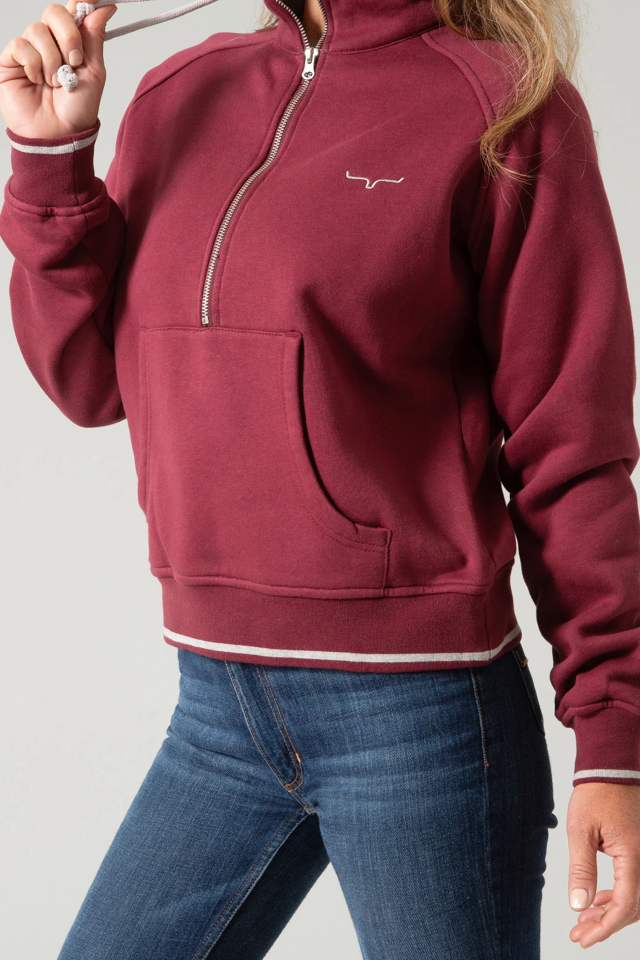 Malta Cropped Quarter Zip Sweatshirt