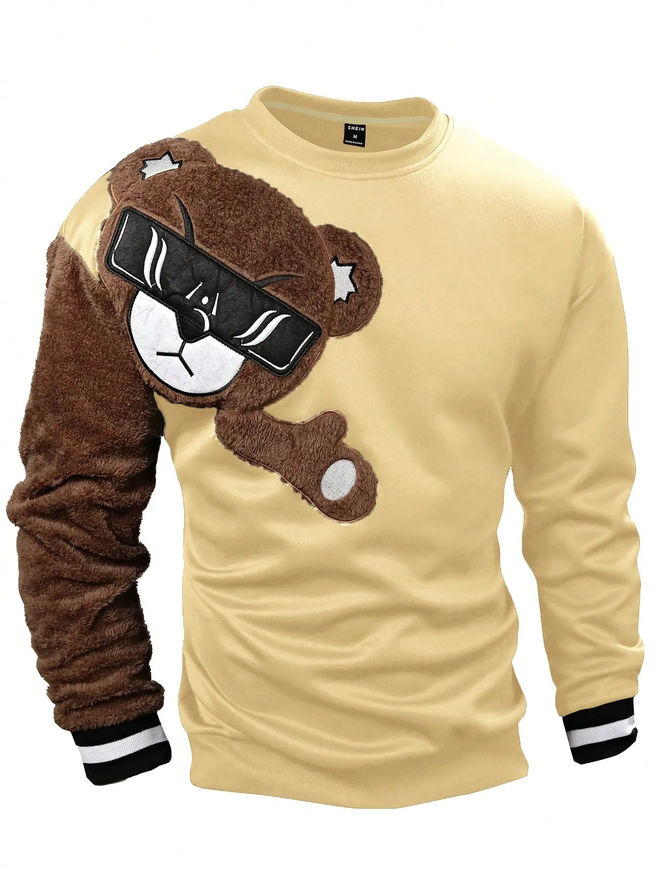 Manfinity Homme Men's Casual Bear Pattern Pullover With Round Neck