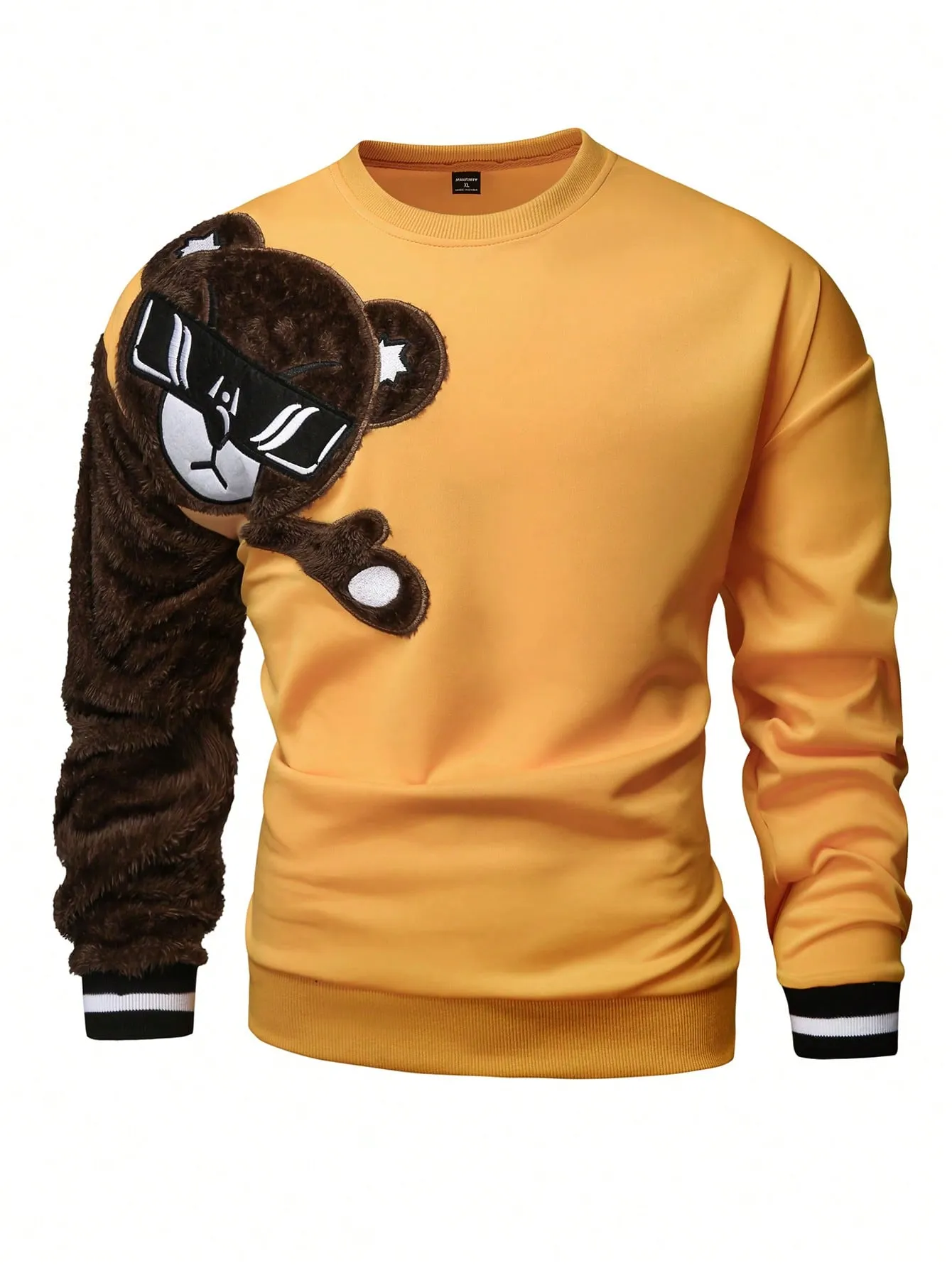 Manfinity Homme Men's Casual Bear Pattern Pullover With Round Neck