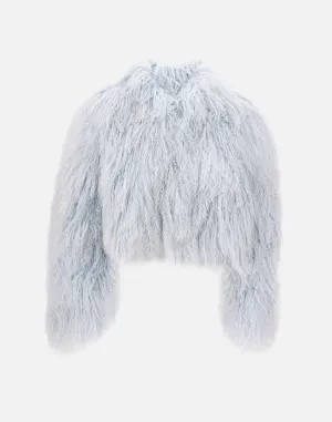 Marina Light Blue Cropped Furcoat