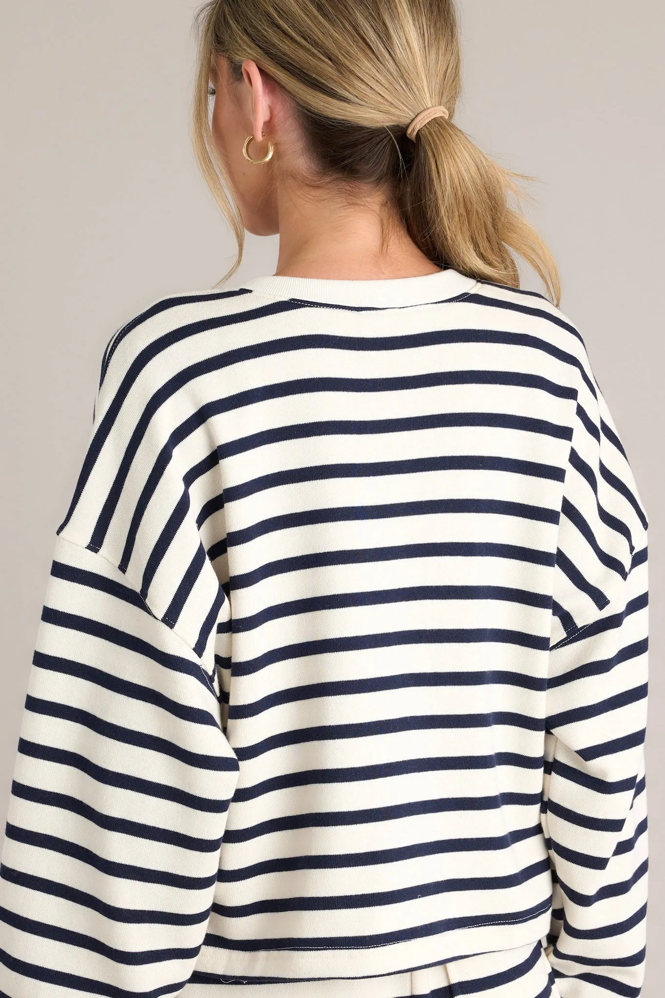 Maritime Muse Navy Stripe Button Front Pullover