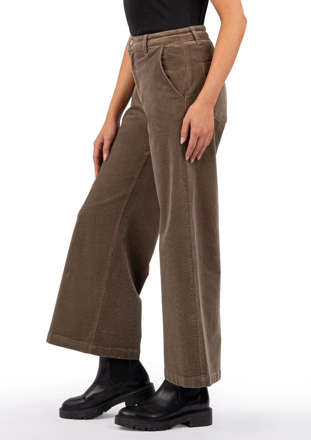 Meg Corduroy Wide Leg Pants - Olive