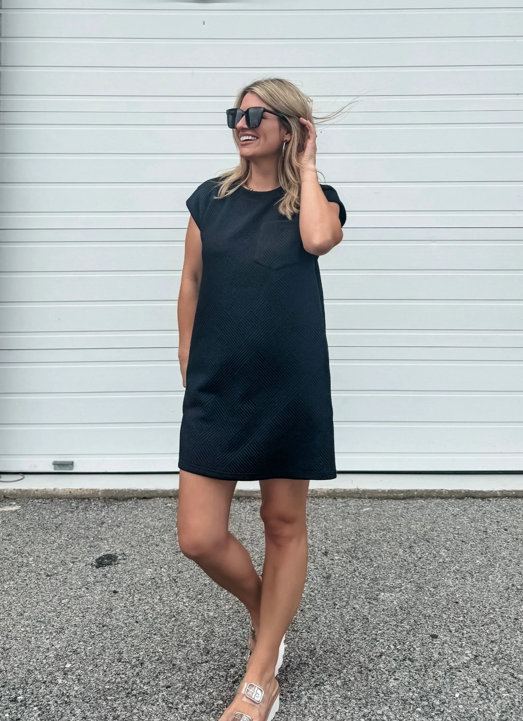 Melissa Textured Dress in Black