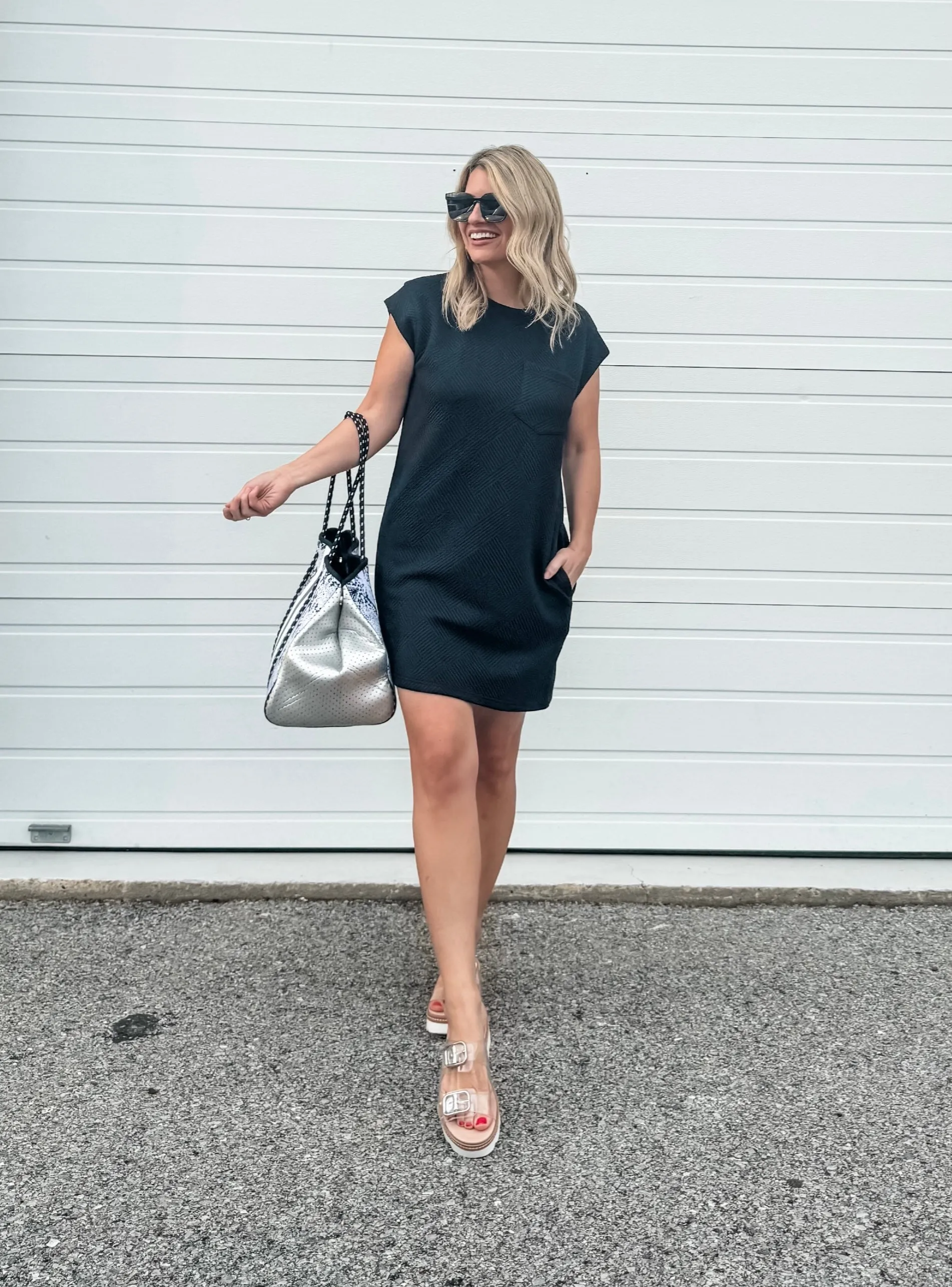 Melissa Textured Dress in Black