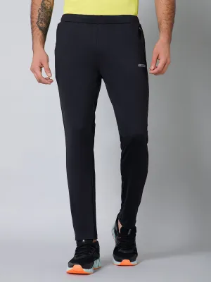 Men Black Solid Full Length Regular Fit Active Wear Track Pant