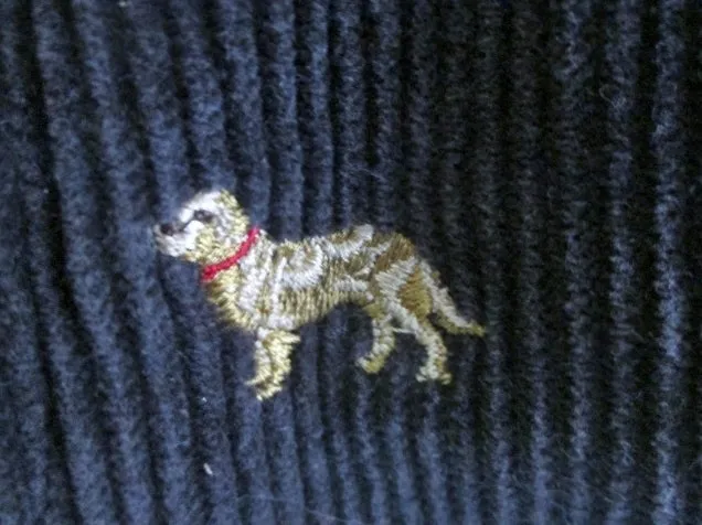 Mens 346 BROOKS BROTHERS DOG Embroidered Corduroy Pants Jeans BLACK 34 X 30