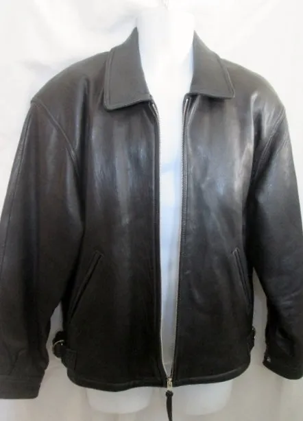 MENS COUTURE BY J. PARK Lambskin LEATHER Moto Riding bomber jacket BLACK S coat