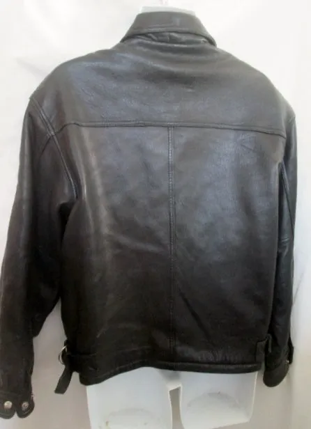 MENS COUTURE BY J. PARK Lambskin LEATHER Moto Riding bomber jacket BLACK S coat