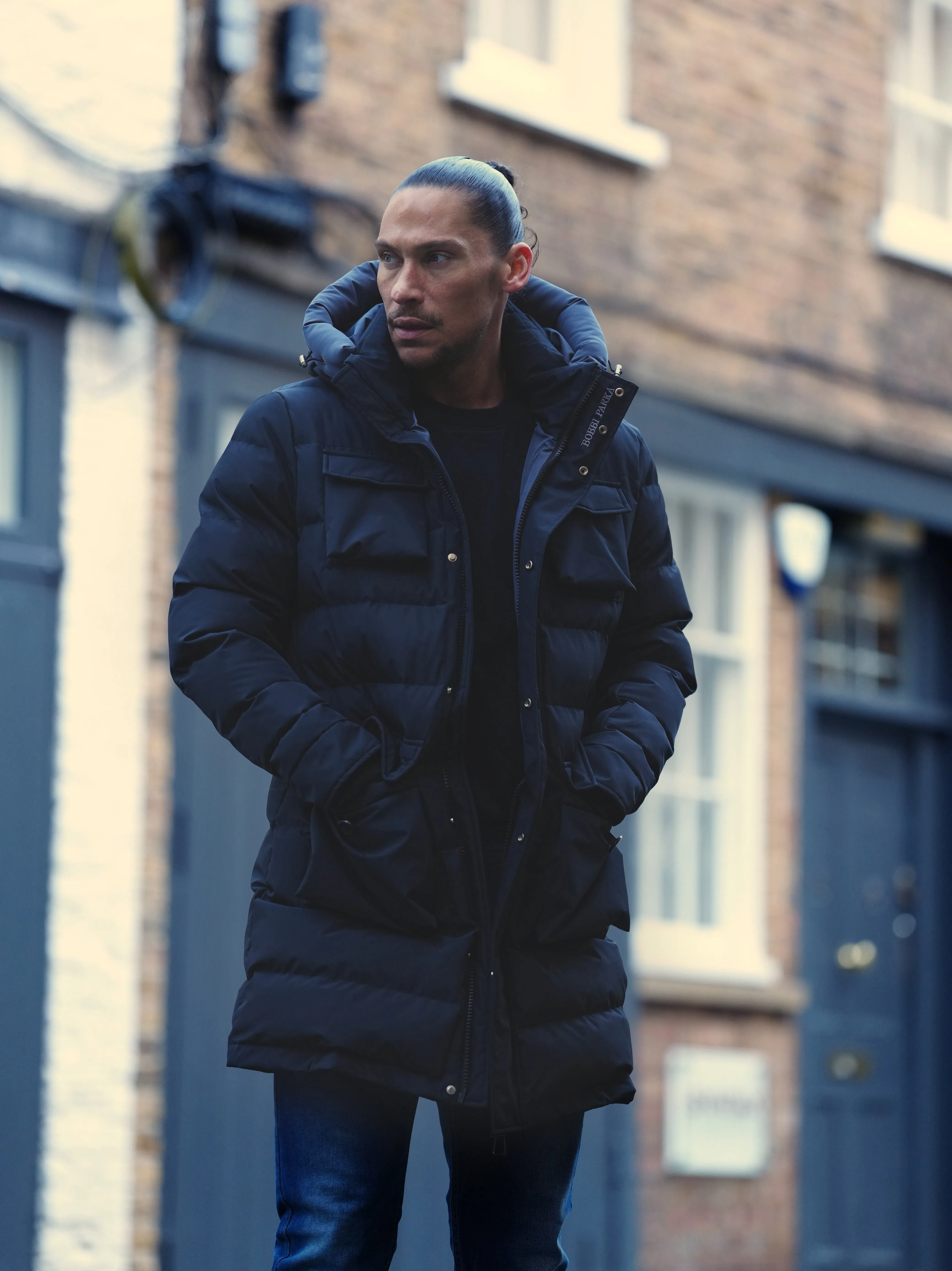 Mens Luxury long Black Puffer Jacket