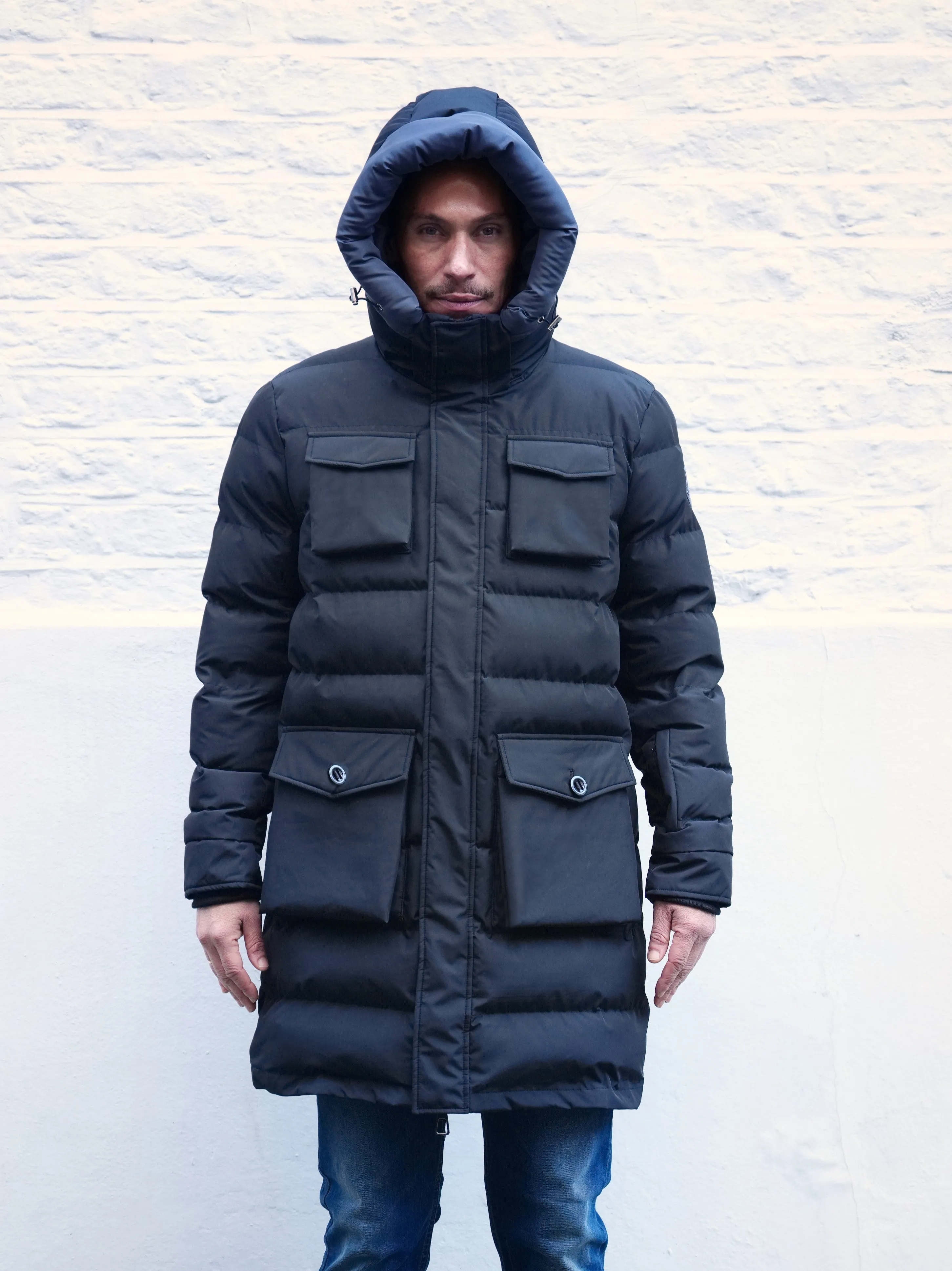 Mens Luxury long Black Puffer Jacket