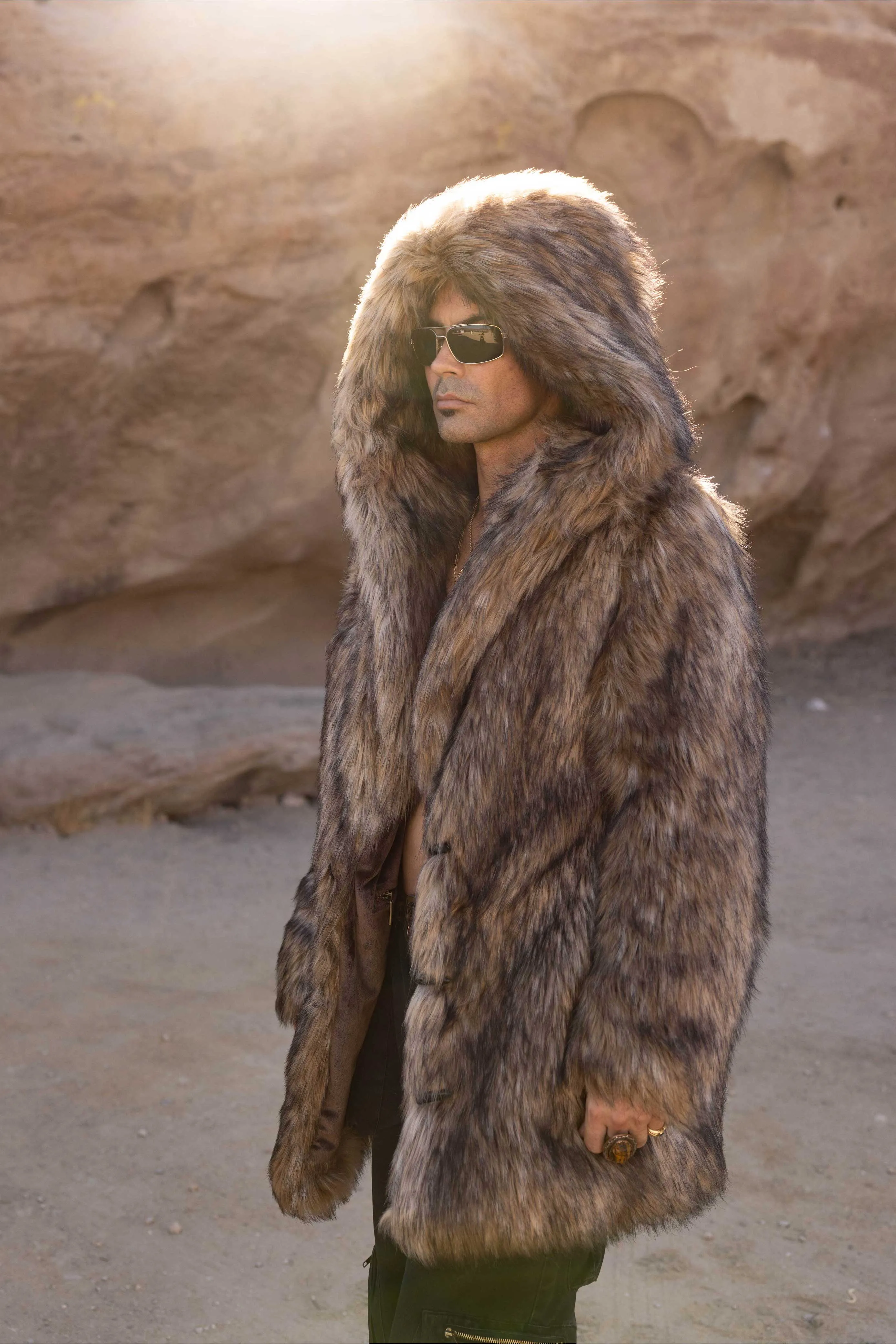 Men's Short Desert Warrior Coat in "Mountain Coyote"