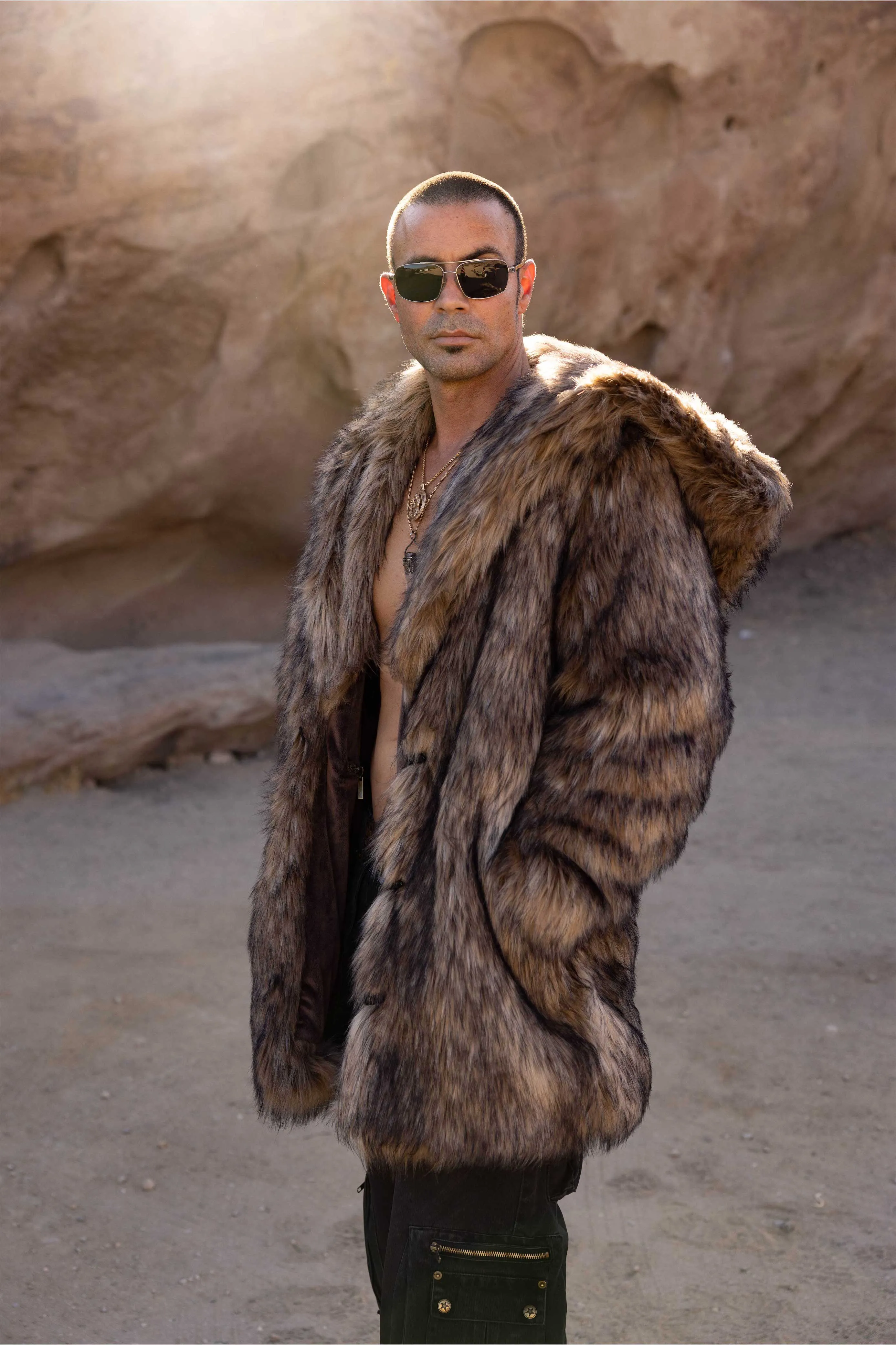 Men's Short Desert Warrior Coat in "Mountain Coyote"